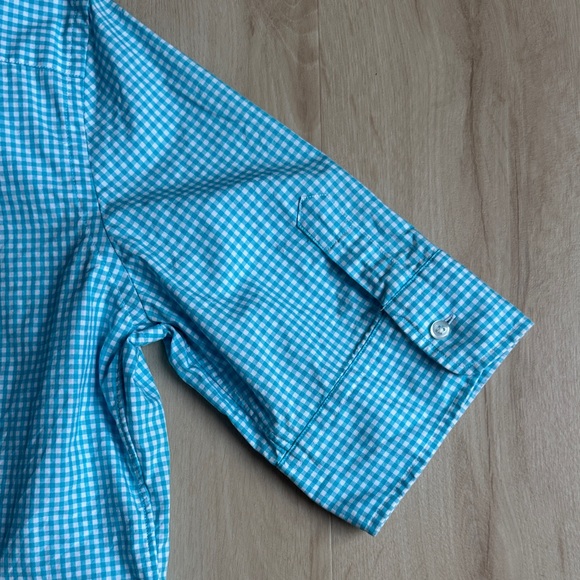 Ralph Lauren Turquoise Checkered Button Down Shirt - Picture 5 of 6